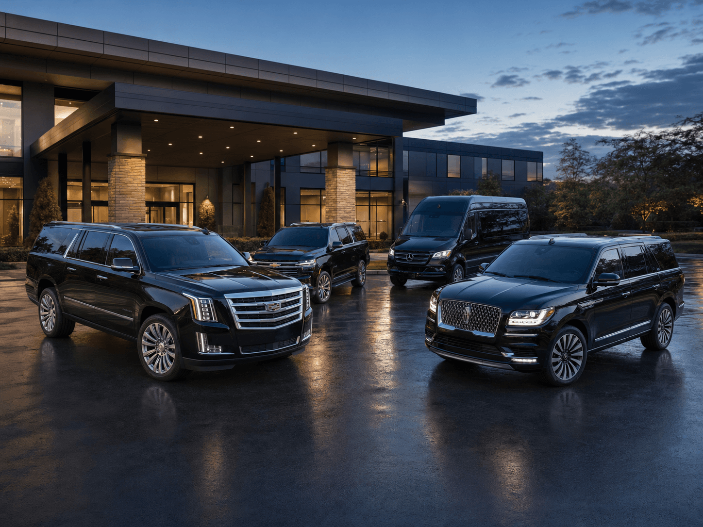 Black executive vehicles from the Jason Transport fleet
